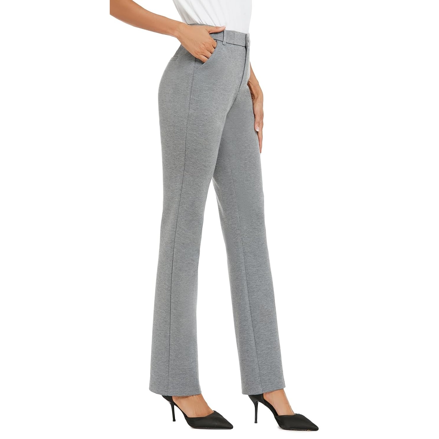 Stretchable Straight Solid Casual Pants