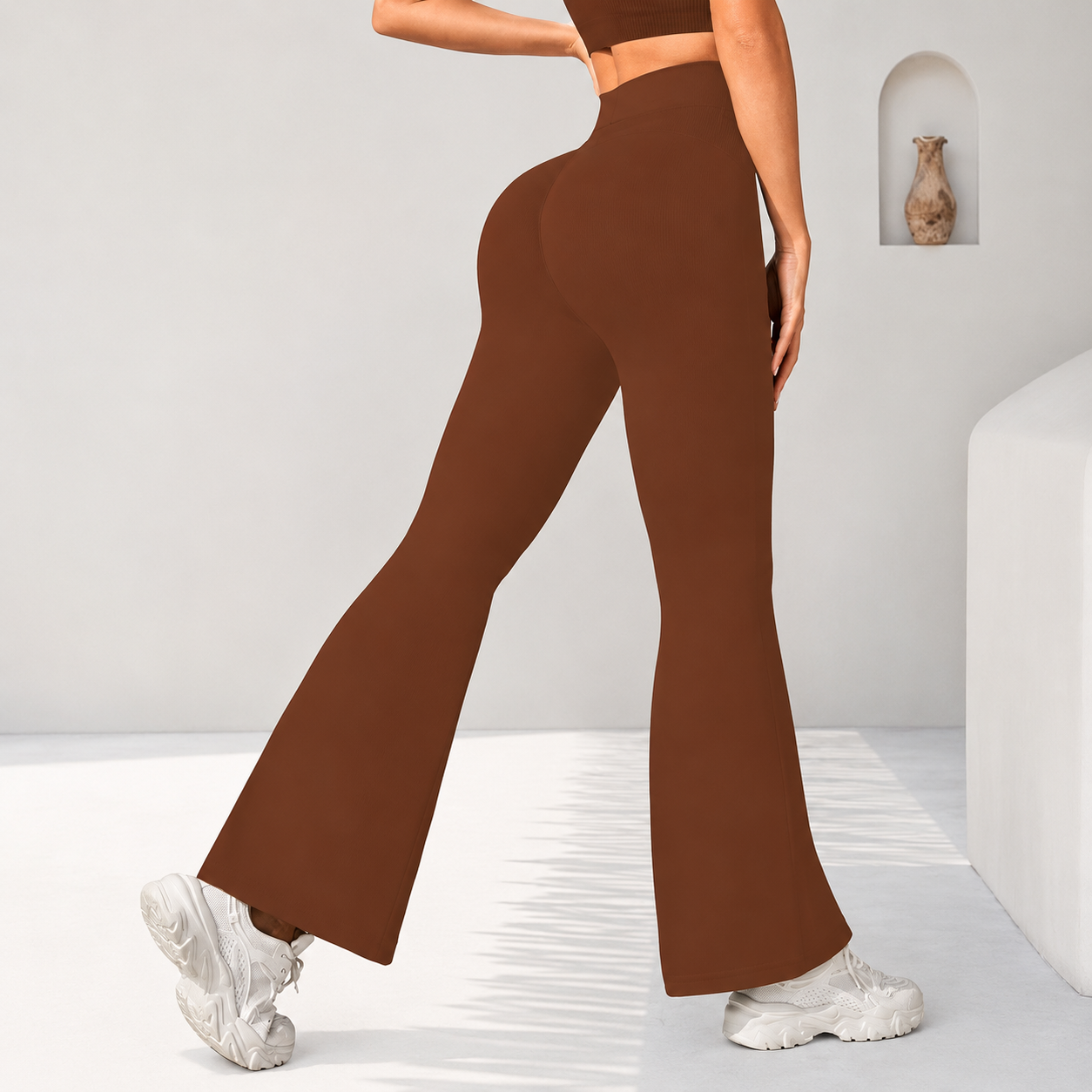 High Rise Flared Casual Stretch Pants For Women