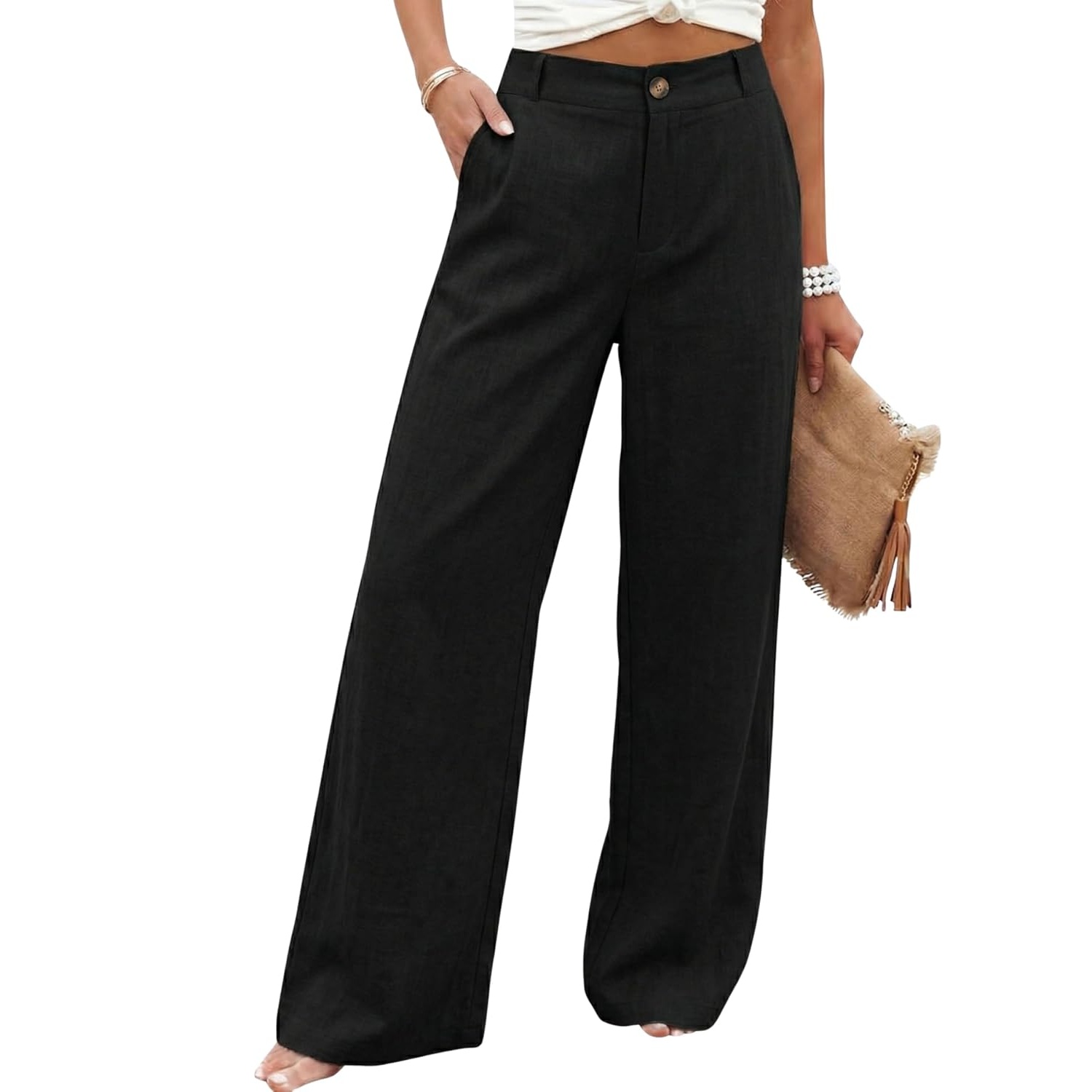 Casual Up Pants With Button For Women