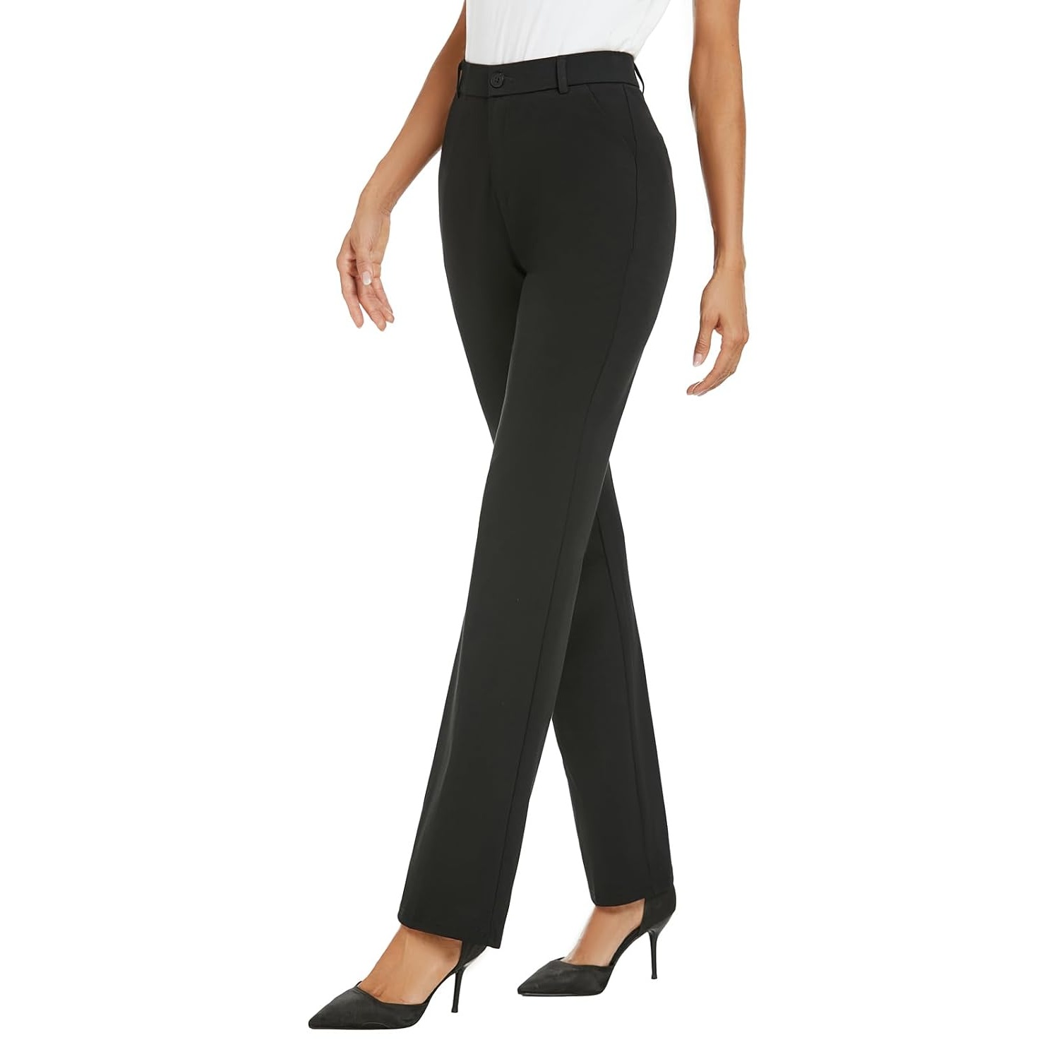 Stretchable Straight Solid Casual Pants