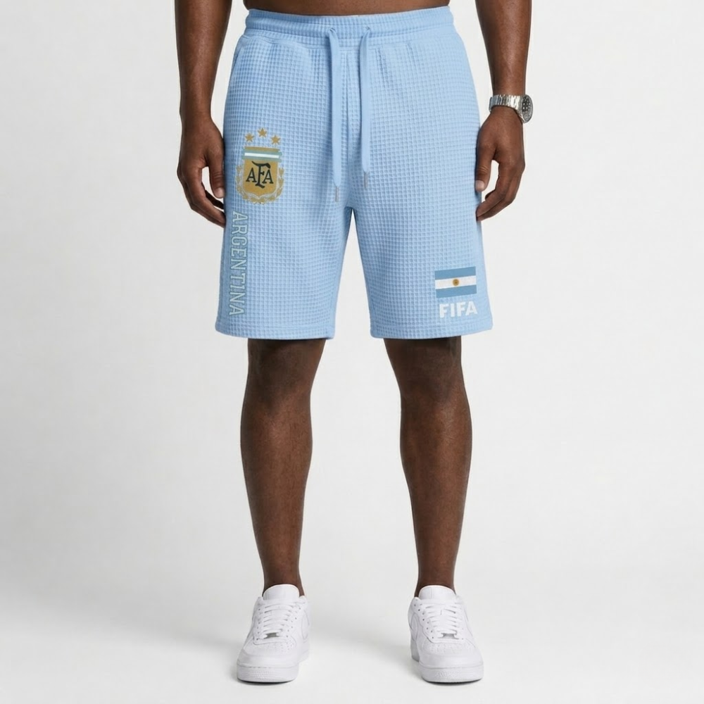 FIFA 2026 Argentina Printed Waffle Football Fan Shorts