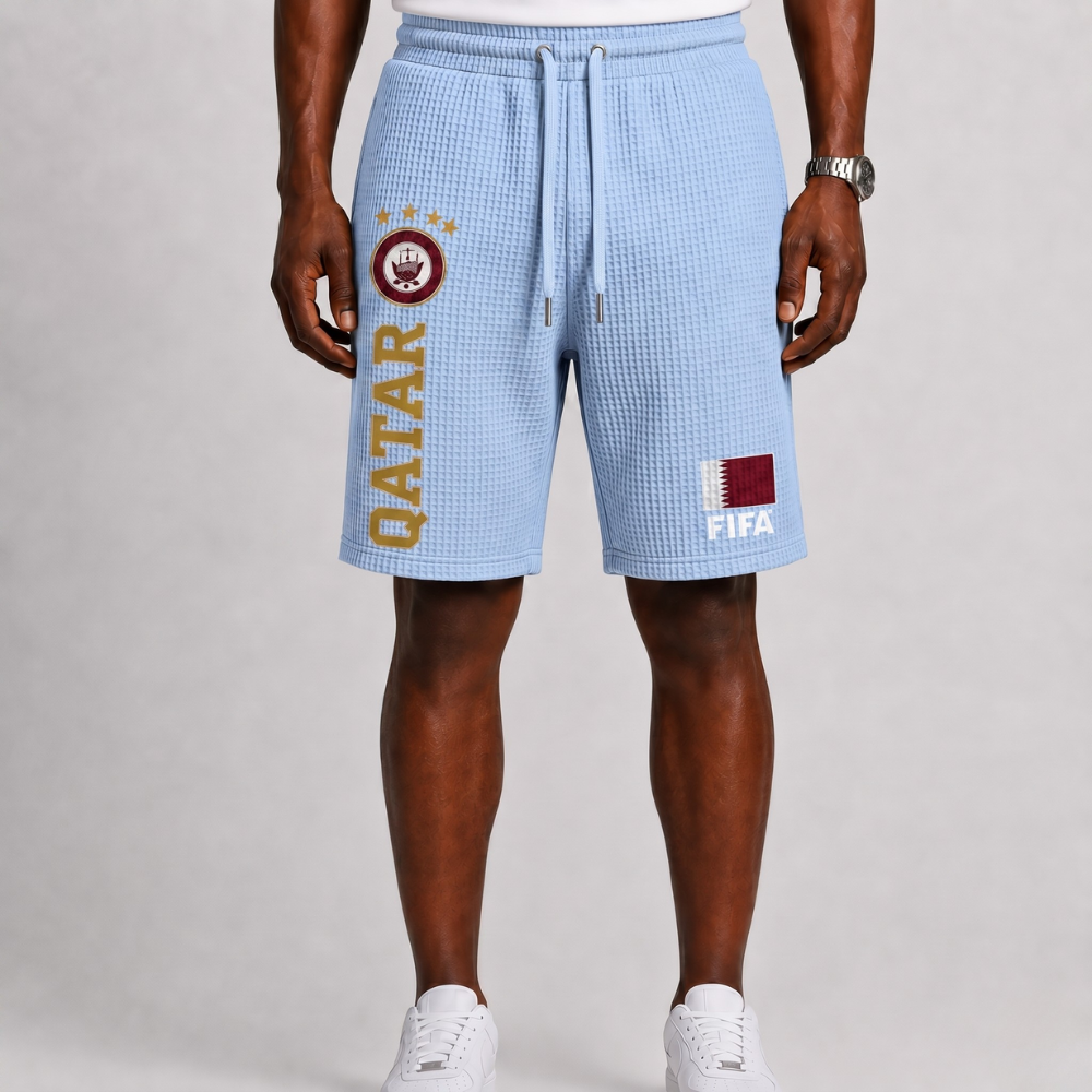 FIFA 2026 Qatar Printed Waffle Football Fan Shorts