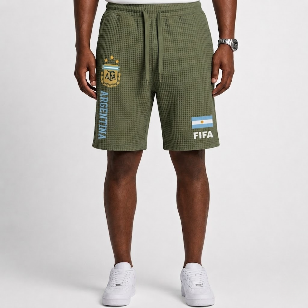 FIFA 2026 Argentina Printed Waffle Football Fan Shorts