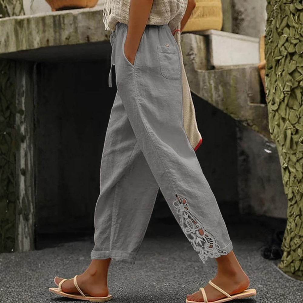 Casual Lightweight Drawstring Elastic Pants With Pockets