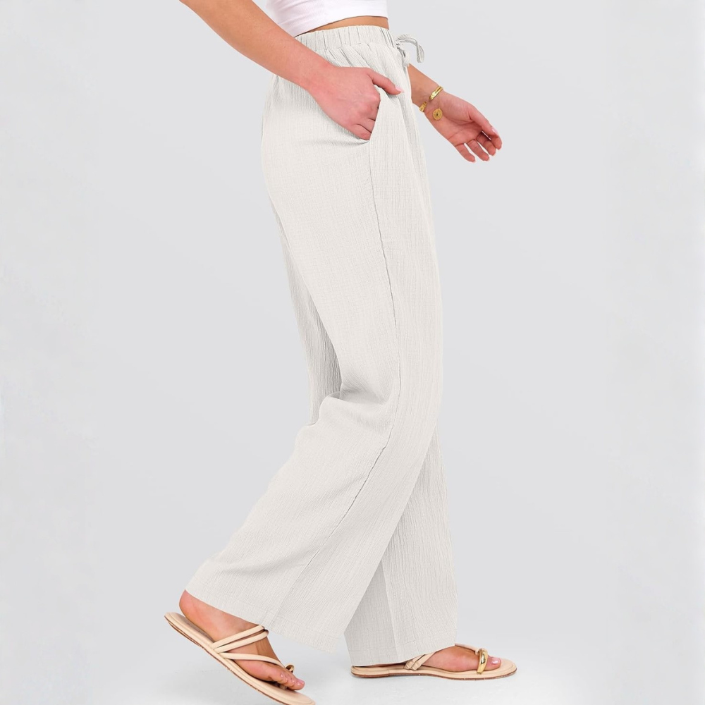 Casual Flowy Drawstring Palazzo Pants With Pockets