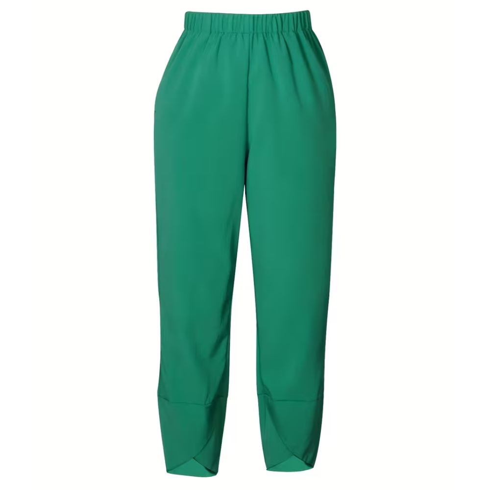 Casual Elastic Waist Slant Pocket Pants For Women