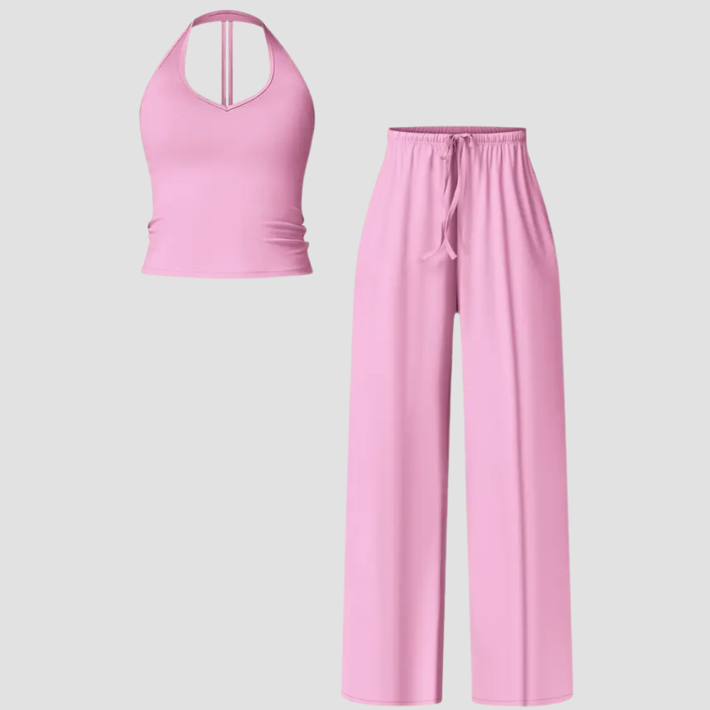 Womens Quick Dry Tank High Waisted Bell Bottom Set