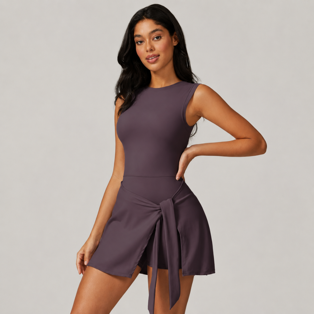 Women Sleeveless Yoga Jumpsuit With Open Back Strap Detail