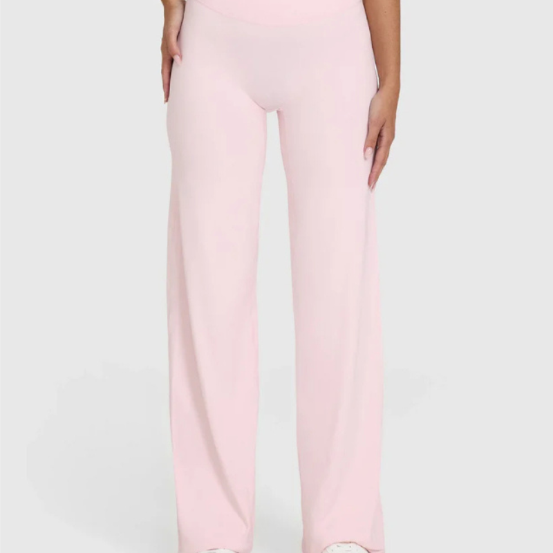 Stretch Fit Straight Pants With High Rise And Silky Texture-Legletic