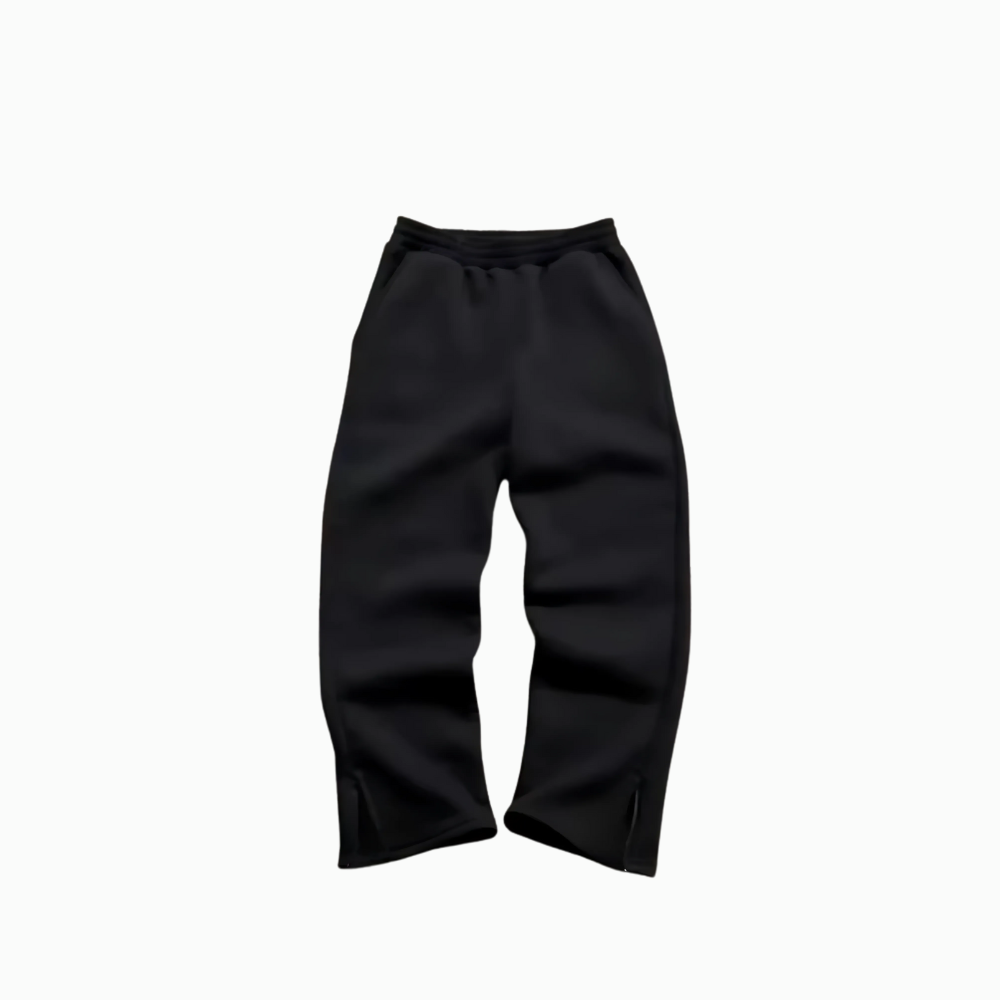 Straight Fleece Sweatpants With Zipper Detail-Legletic