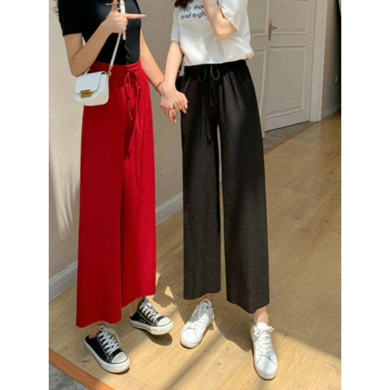 Women's 2 Pcs Ice Silk Ankle Length Summer Pants-Legletic