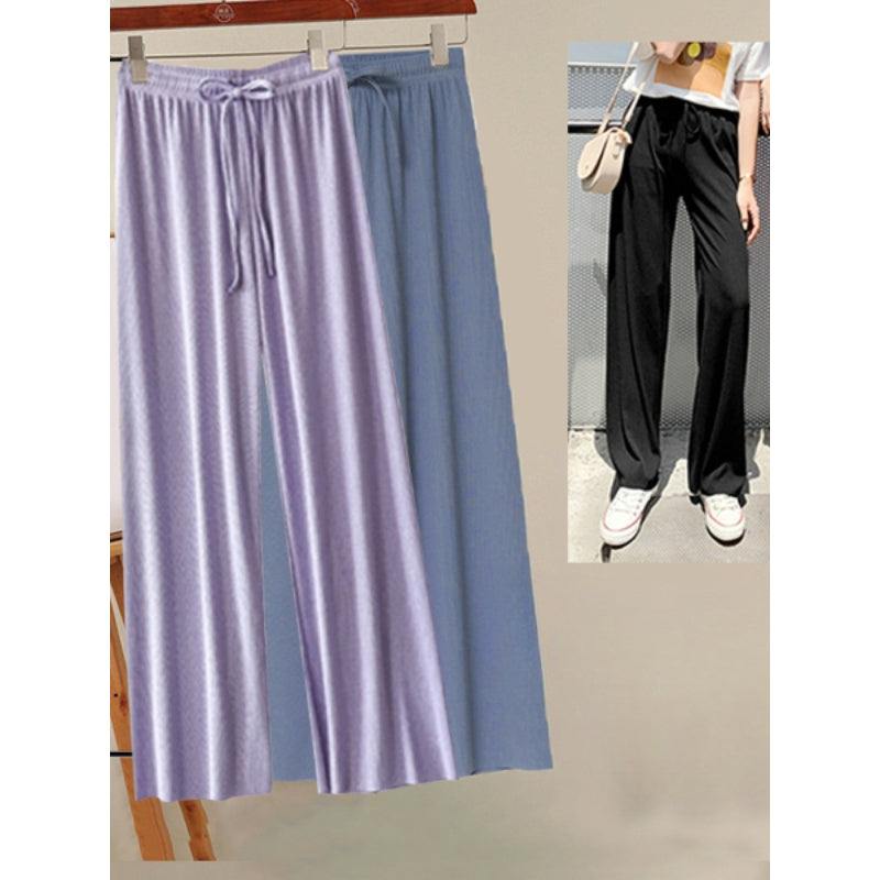 Women's 2 Pcs Ice Silk Ankle Length Summer Pants-Legletic