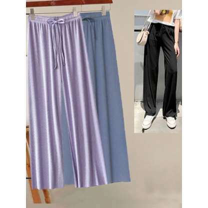 Women's 2 Pcs Ice Silk Ankle Length Summer Pants-Legletic