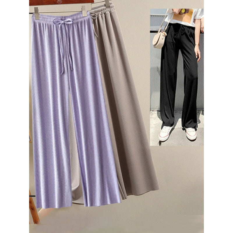 Women's 2 Pcs Ice Silk Ankle Length Summer Pants-Legletic