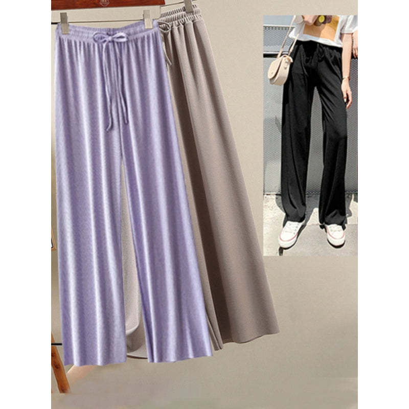 Women's 2 Pcs Ice Silk Ankle Length Summer Pants-Legletic