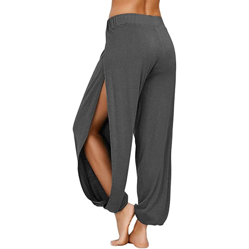 Women's Yoga Harem Pants Side Slit Joggers Workout Sweatpants-Legletic