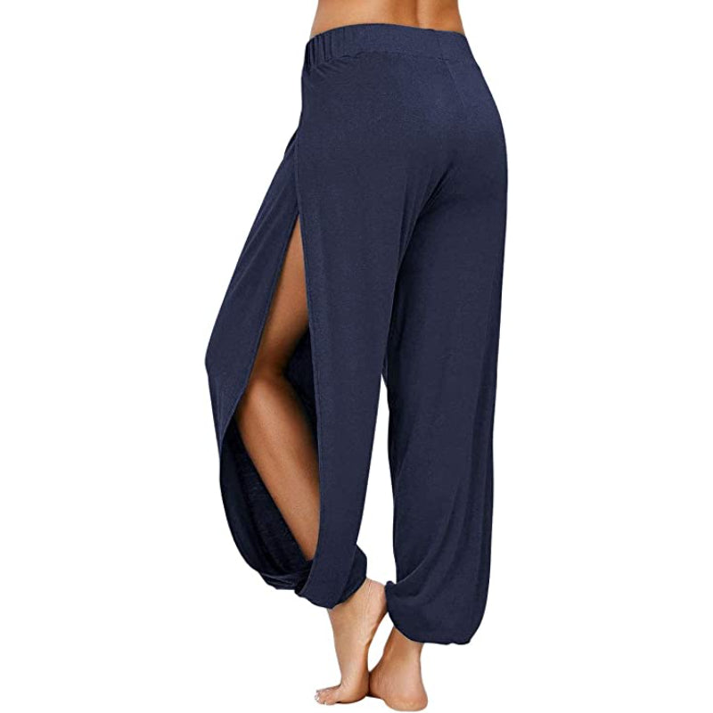 Women's Yoga Harem Pants Side Slit Joggers Workout Sweatpants-Legletic