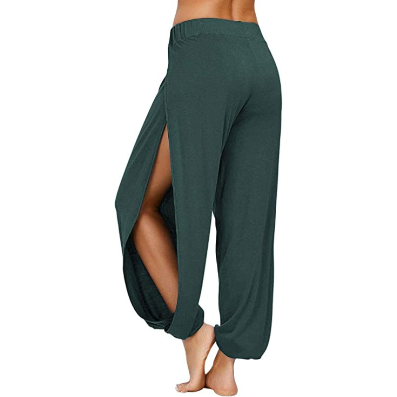 Women's Yoga Harem Pants Side Slit Joggers Workout Sweatpants-Legletic