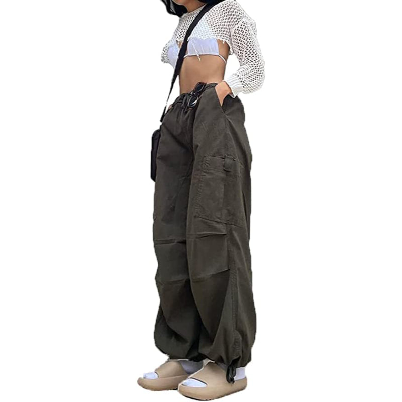 Women's Baggy Cargo Pants Wide Leg Hip Hop Casual Relaxed Fit Sweatpants Hipster Parachute Cargo Pants Y2K-Legletic