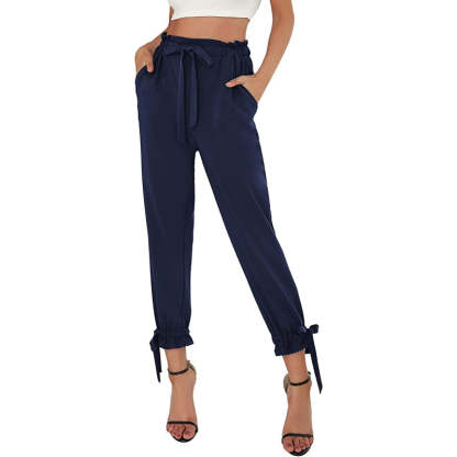 Women Regular Fit High Waist Pencil Pants With Bow-Knot Pockets-Legletic