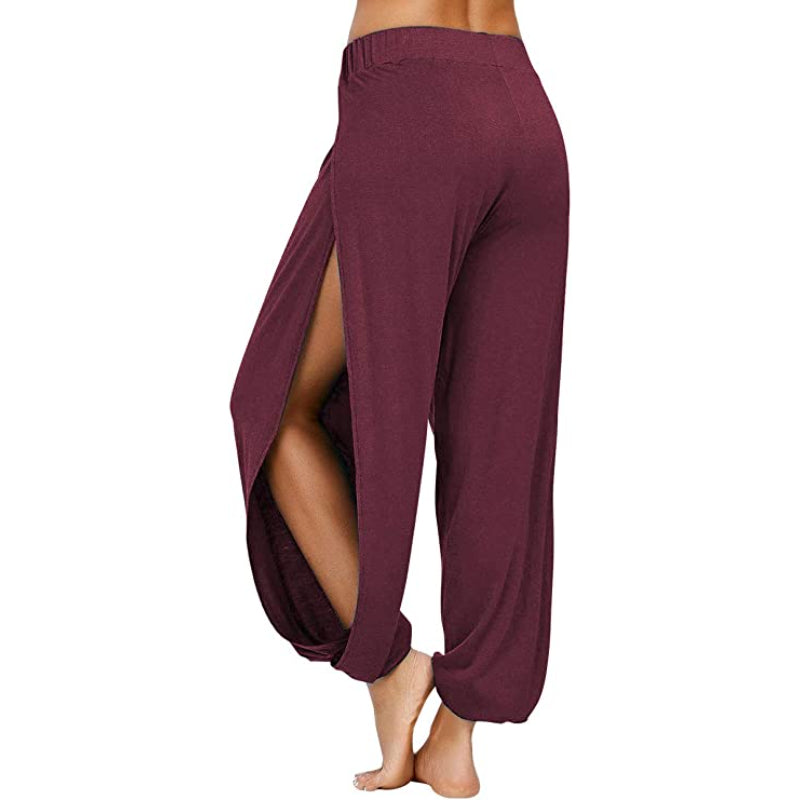 Women's Yoga Harem Pants Side Slit Joggers Workout Sweatpants-Legletic
