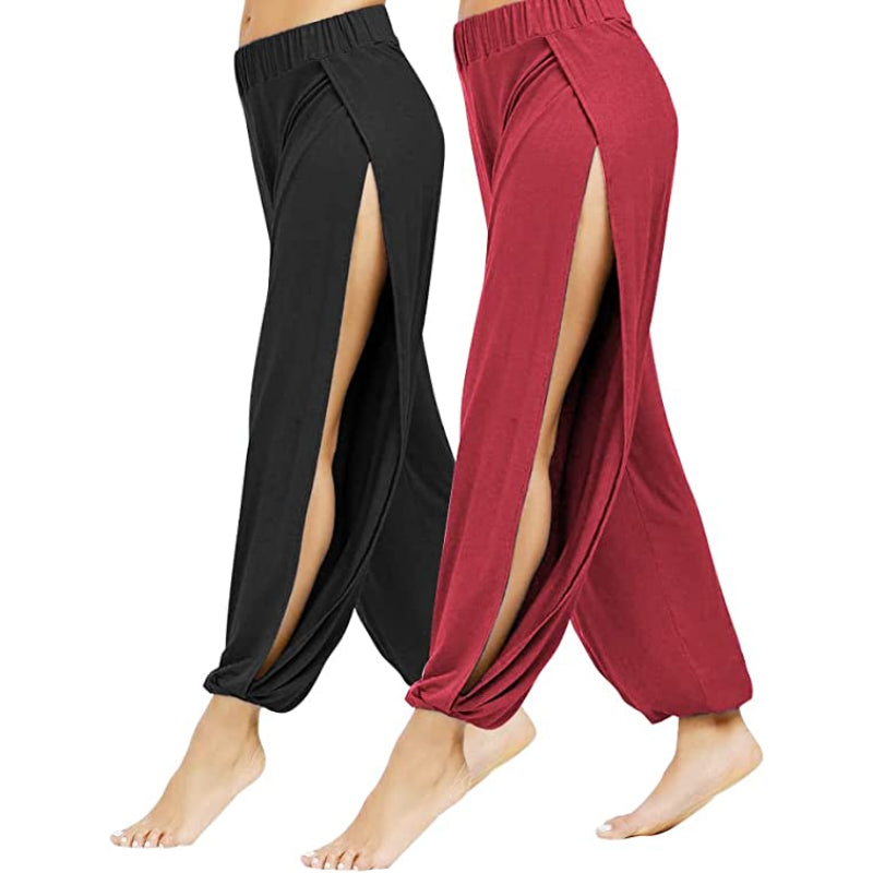 Yoga Harem Pants Side Slit Joggers Workout Sweatpants-Legletic