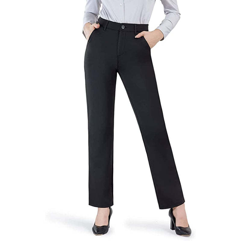 Women's Straight Leg Dress Pants With Pockets Business Casual Trousers For Work-Legletic
