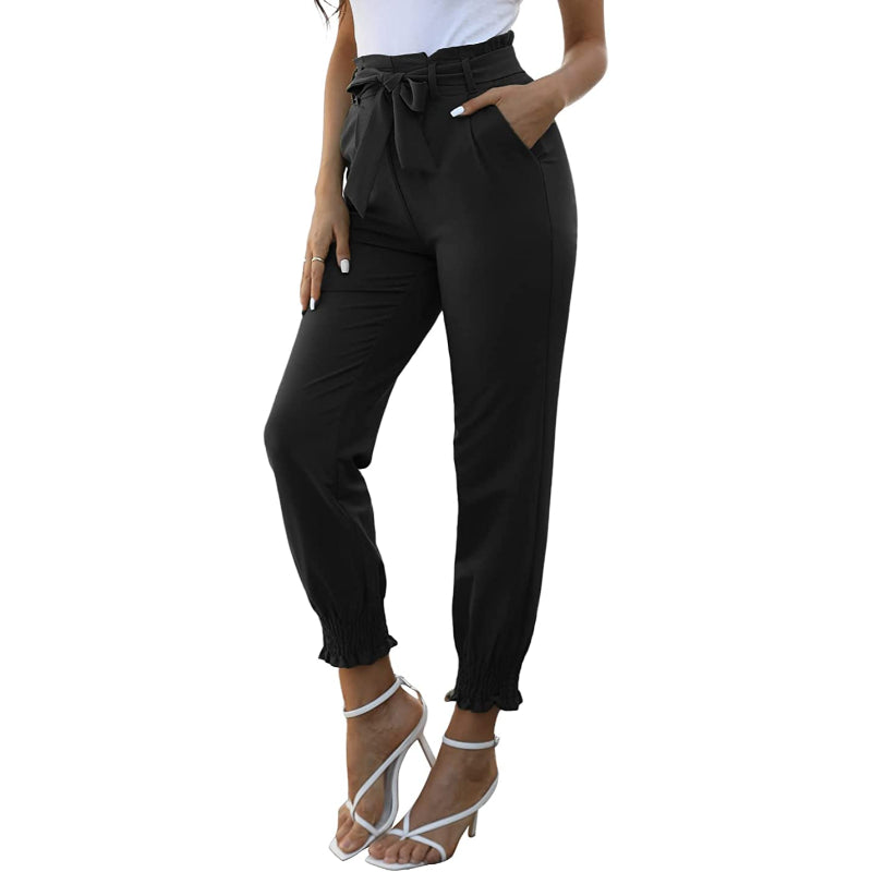 Women Casual High Waist Pencil Pants With Bow-Knot Pockets For Work-Legletic