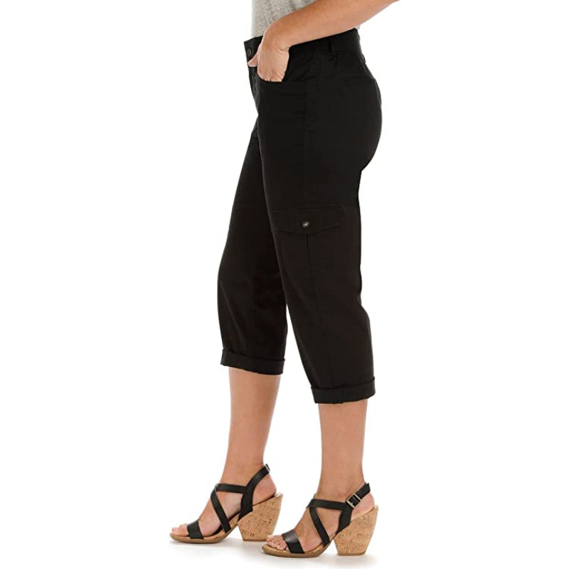 Women Relaxed Fit Knit Waist Capri Pants-Legletic