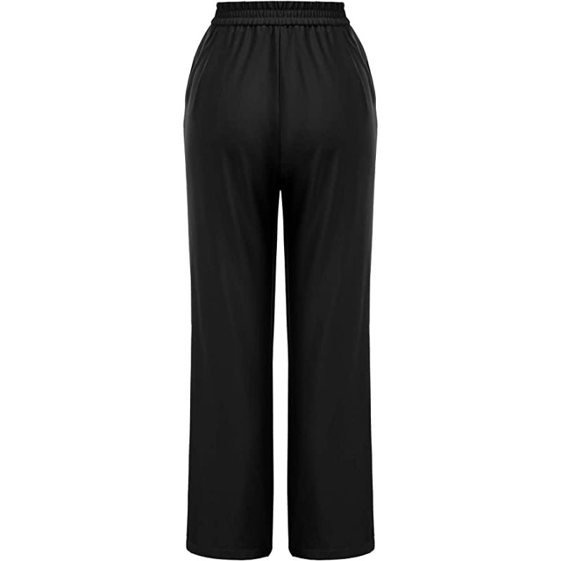 Women's Stretchy High Waisted Work Wide Leg Pants Button Down Casual Sailor Trousers With Pockets-Legletic