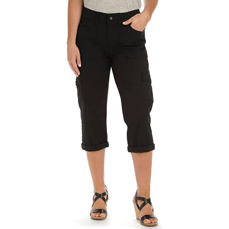 Women Relaxed Fit Knit Waist Capri Pants-Legletic