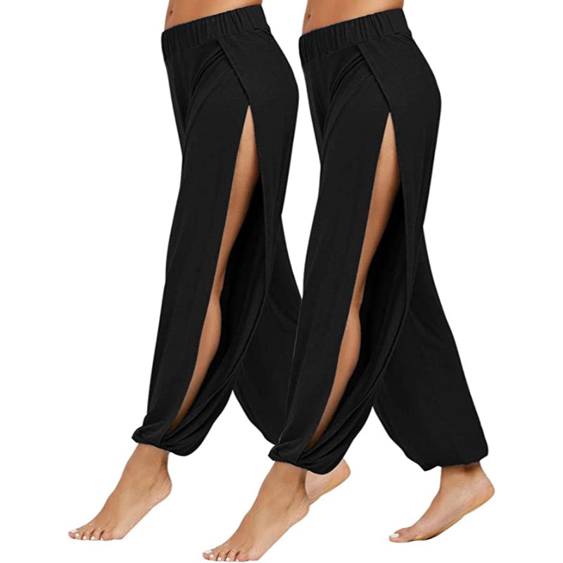Women's Yoga Harem Pants Side Slit Joggers Workout Sweatpants-Legletic
