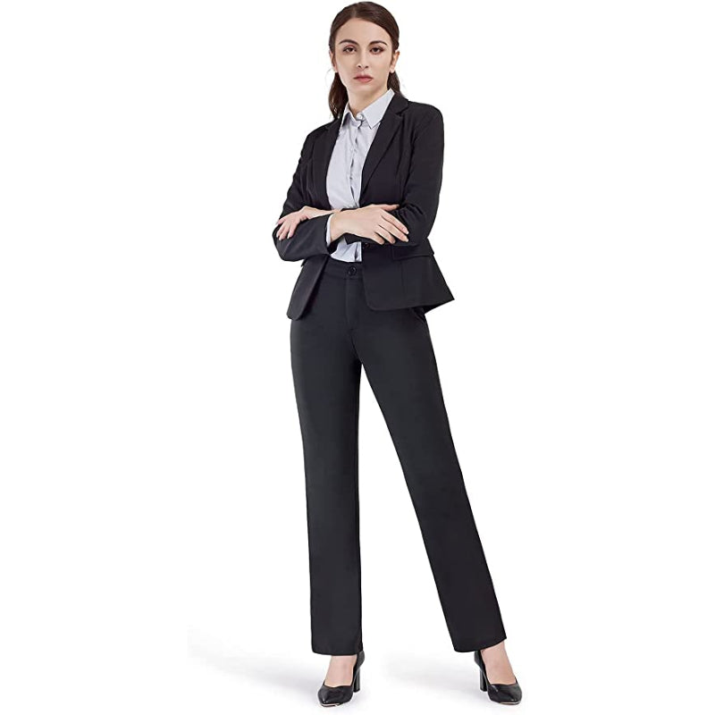 Women's Straight Leg Dress Pants With Pockets Business Casual Trousers For Work-Legletic