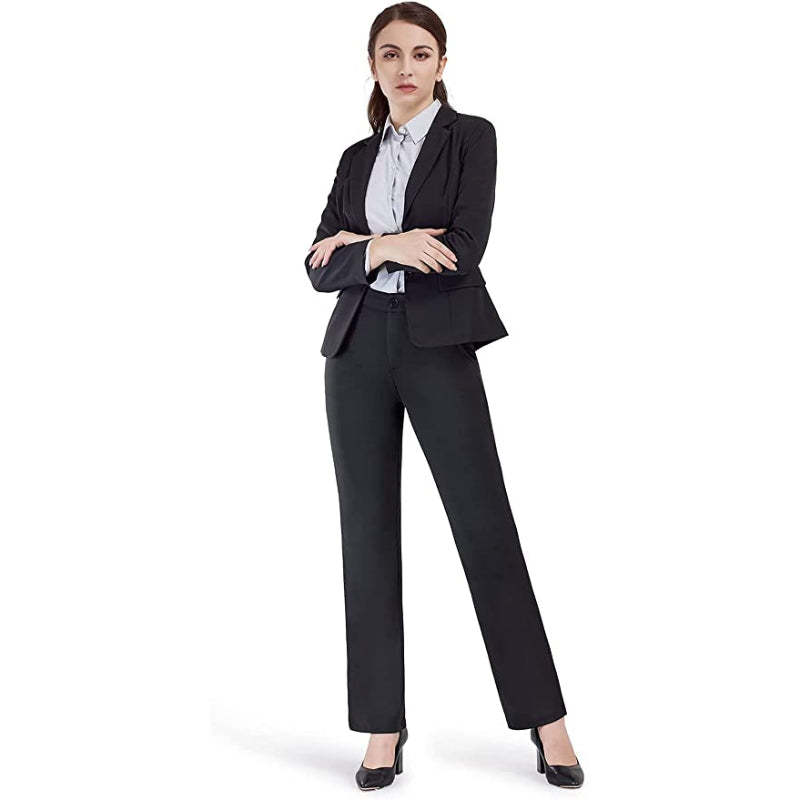 Women's Straight Leg Dress Pants With Pockets Business Casual Trousers For Work-Legletic