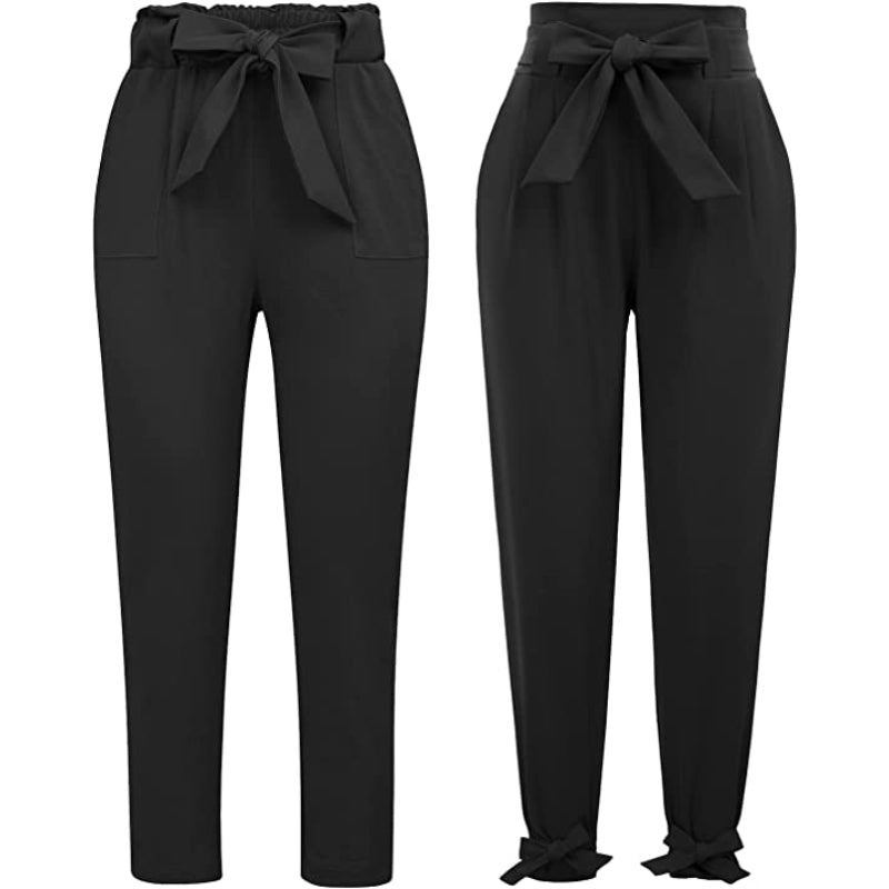 Women Casual High Waist Pencil Pants With Bow-Knot Pockets For Work-Legletic