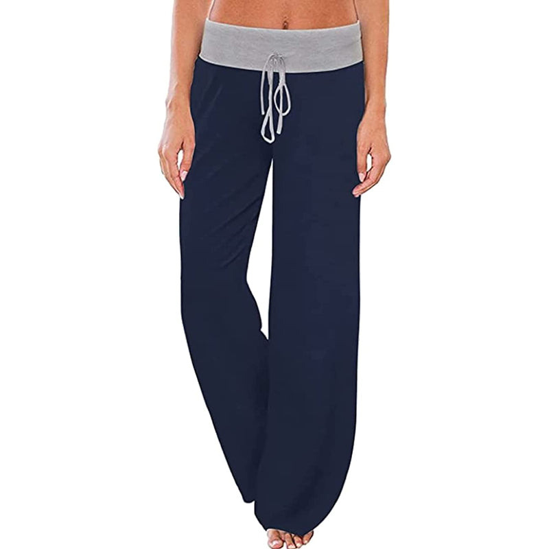 Women's Comfy Floral Print High Waist Drawstring Wide Leg Pants-Legletic