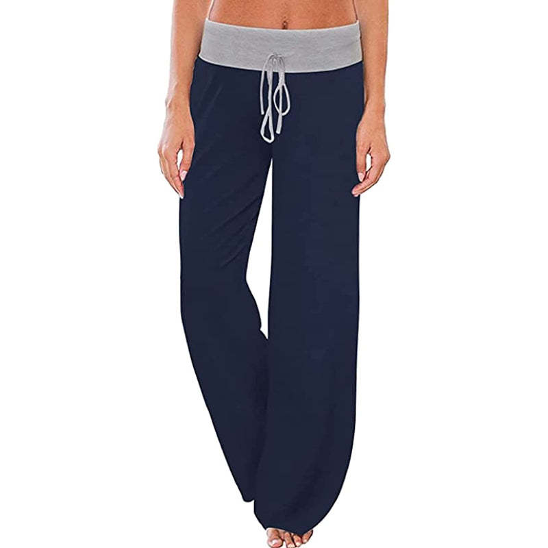 Women's Comfy Floral Print High Waist Drawstring Wide Leg Pants-Legletic