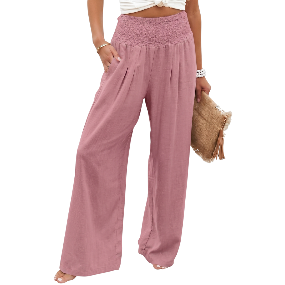 Summer And Boho Casual Wide Bottom Linen Palazzo For Women