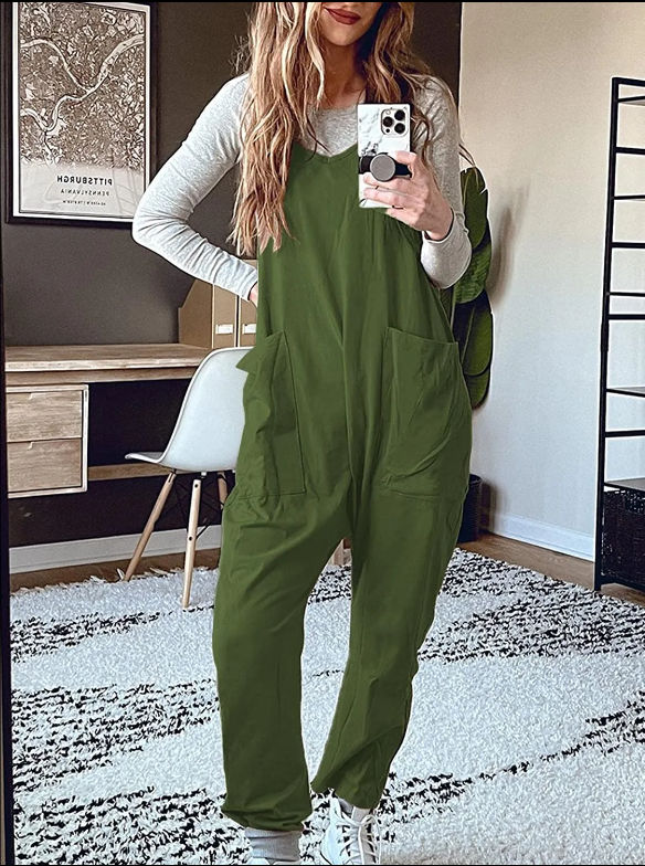 Women's Casual Wide Leg Comfy Jumpsuit-Legletic