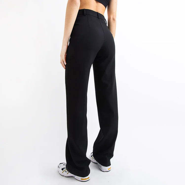 High Waisted Suit Pants With Straw Pleats-Legletic