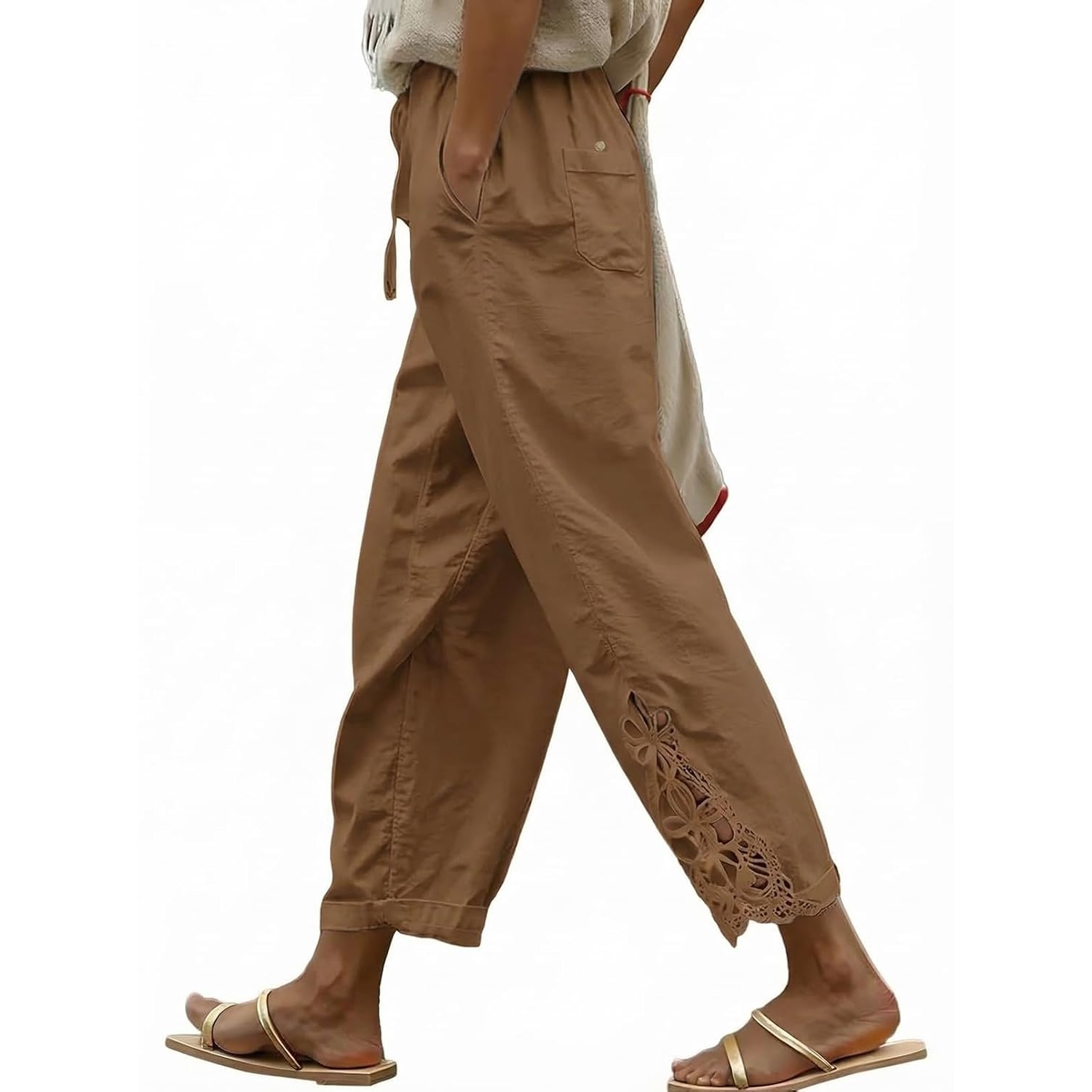 Casual Lightweight Drawstring Elastic Pants With Pockets