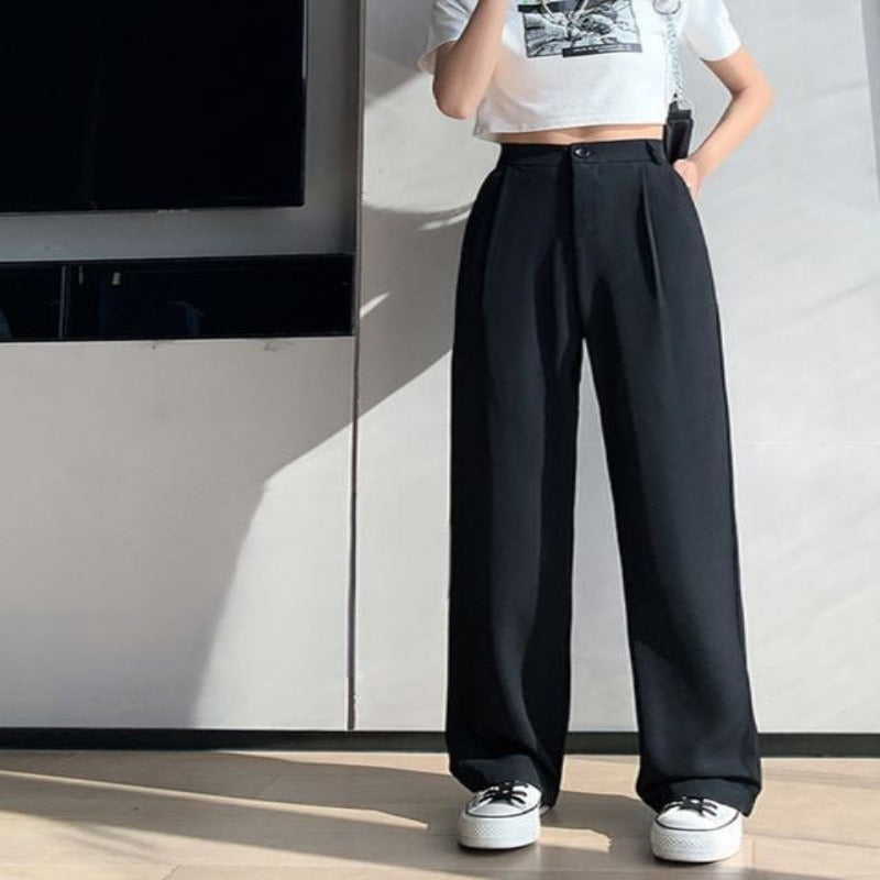 Casual High Waist Loose Fit Wide Leg Pants For Women-Legletic