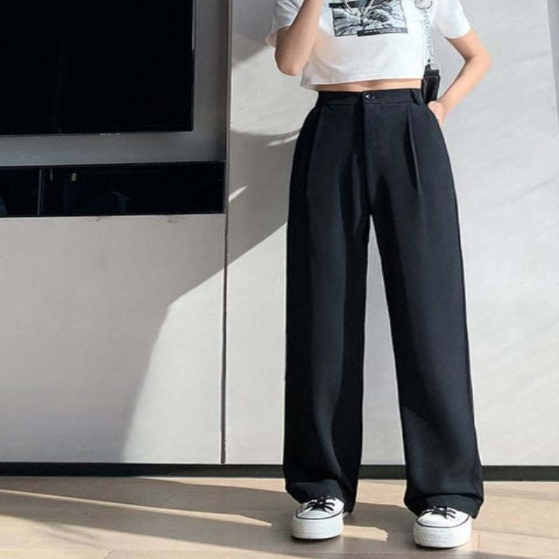 Casual High Waist Loose Fit Wide Leg Pants For Women-Legletic