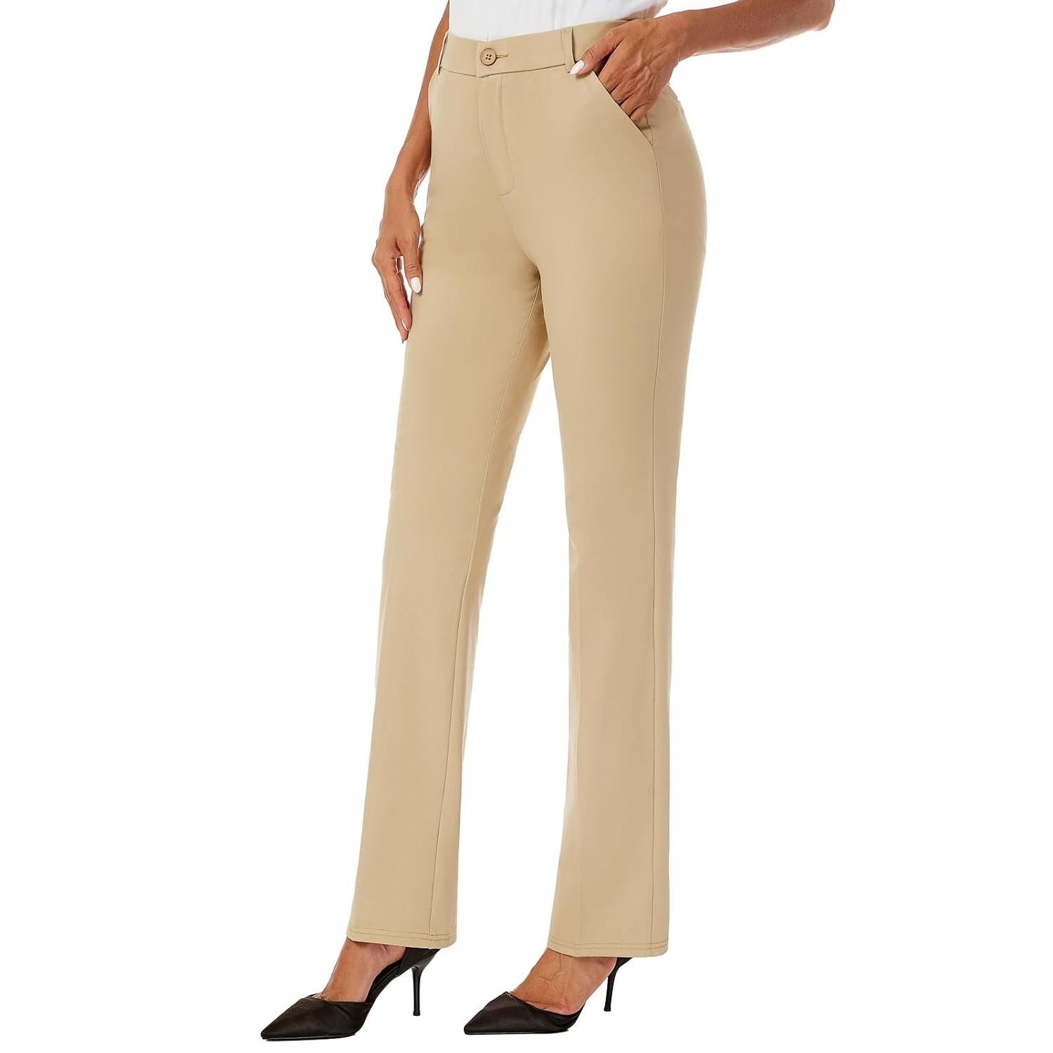 Stretchable Straight Solid Casual Pants
