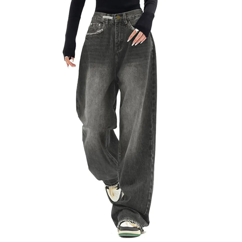 Wide Fit Baggy Jeans With Pockets For Women