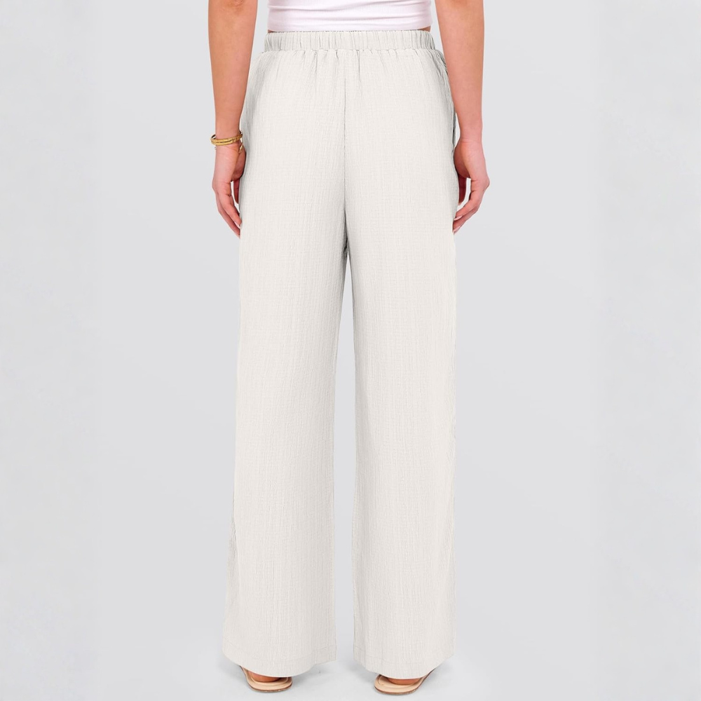 Casual Flowy Drawstring Palazzo Pants With Pockets