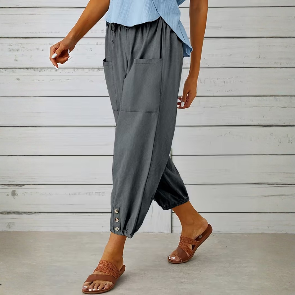 Casual Loose Drawstring Capri Pants For Women