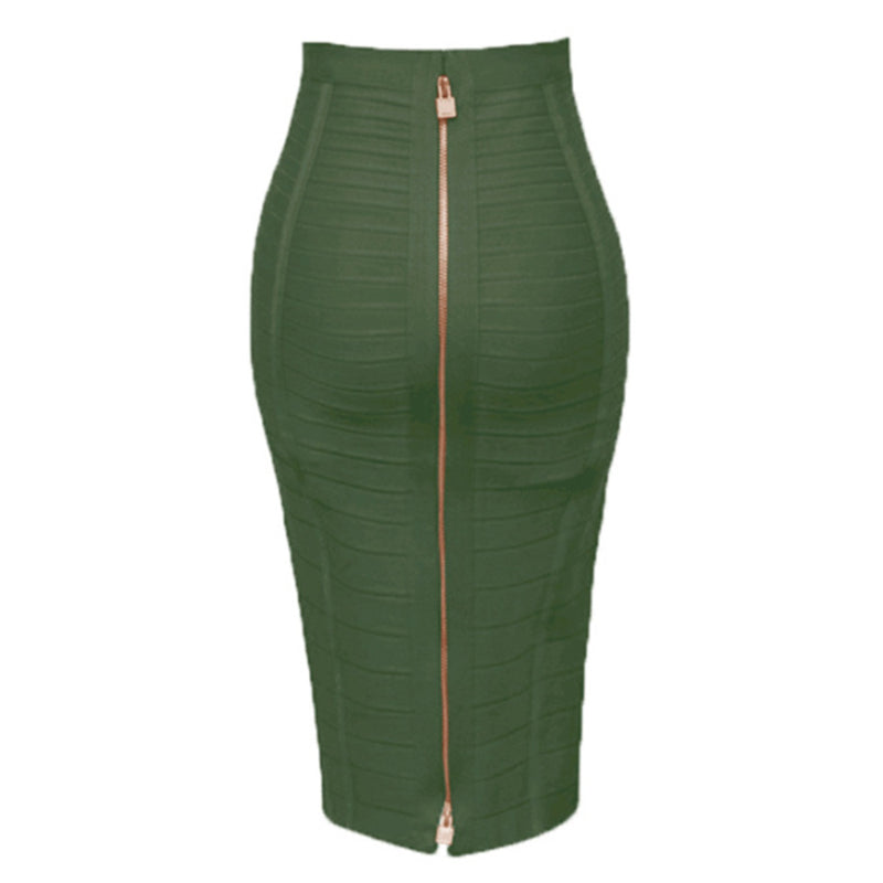 Solid Colors Zipper Bandage Women Skirts-Legletic