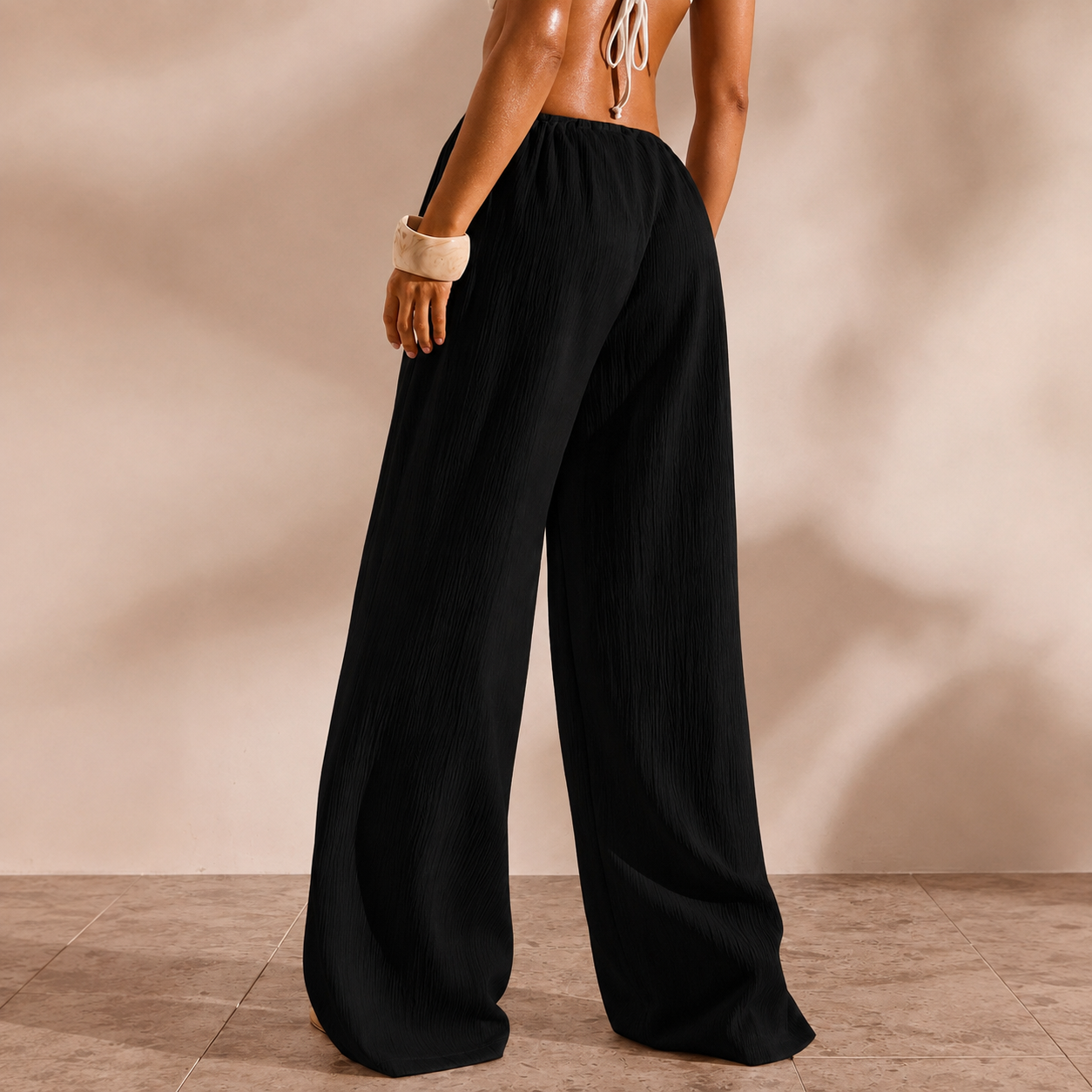 Solid Cover Up Pants With Tie For Women