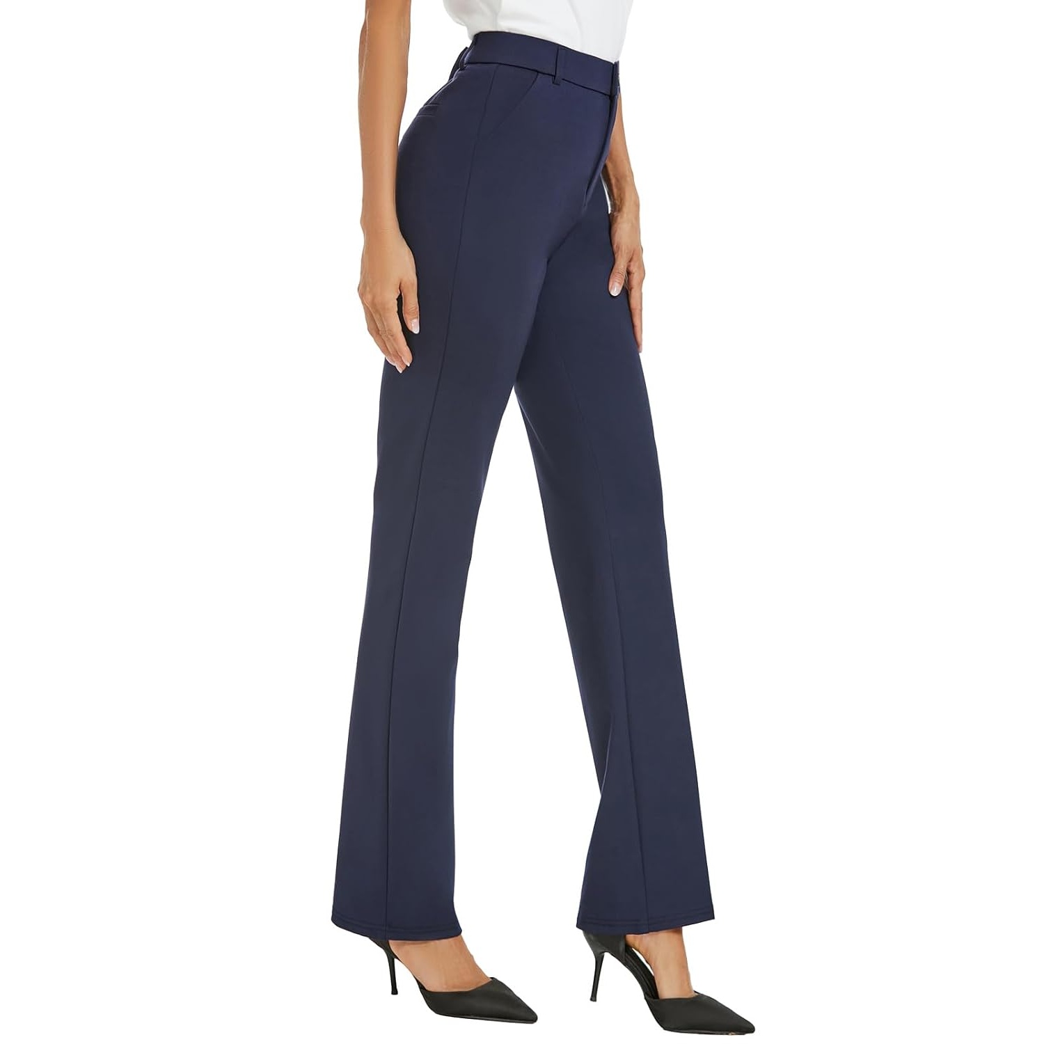 Stretchable Straight Solid Casual Pants